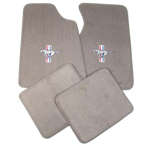 Mustang Floor Mats w/ Pony Logo Titanium Gray (90-92)