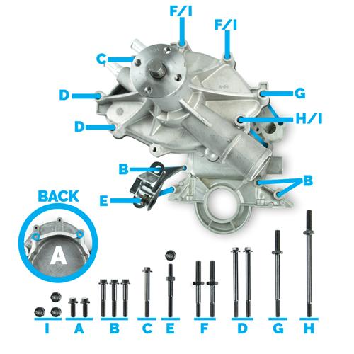 Mustang Water Pump Timing Cover Studs & Bolts (7993) 5.0 5.8