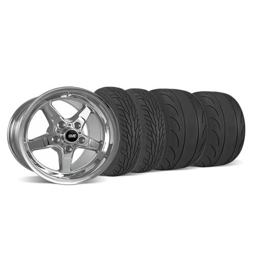 SVE Mustang Drag Wheel & Tire Kit 15X10/17X4.5 Chrome (0514) Mickey Thomson ET Street